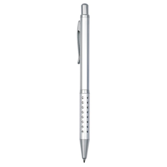 Penna a sfera a scatto, slim, impugnatura decorata - Alluminio