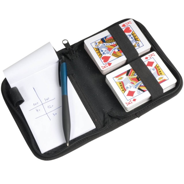 Set carte da gioco (2 mazzi) con bloc notes e penna