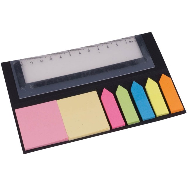 Porta fogliettini adesivi con righello (pp ruler, 350g cardpaper, 75g neon paper)