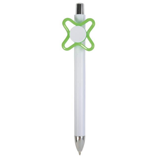 Penna in plastica bianca con spinner colorato
