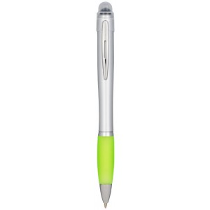 Penna luminosa con fusto argentato ed impugnatura colorata Nash