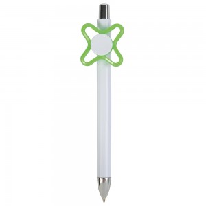 Penna in plastica bianca con spinner colorato